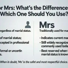 Ms o Mrs: ¿Cuál es la diferencia? Ms se usa para mujeres sin importar su estado civil. Mrs tradicionalmente para casadas.