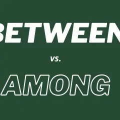 Texto blanco grande: BETWEEN vs. AMONG. Aprende la diferencia entre among y between.