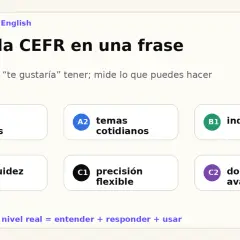 Carter School of English: La escala CEFR en una frase. Niveles A1-C2, incluyendo B1 independencia para conversaciones en inglés.