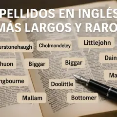 Apellidos ingleses como Featherstonehaugh, Cholmondeley y Daintith, entre otros, resaltan en un diccionario abierto.