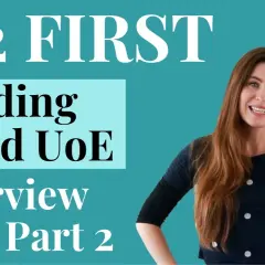 Mujer sonriente presenta "B2 FIRST Reading and UoE Overview & Part 2".