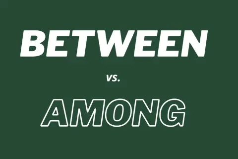 Texto blanco grande: BETWEEN vs. AMONG. Aprende la diferencia entre among y between.