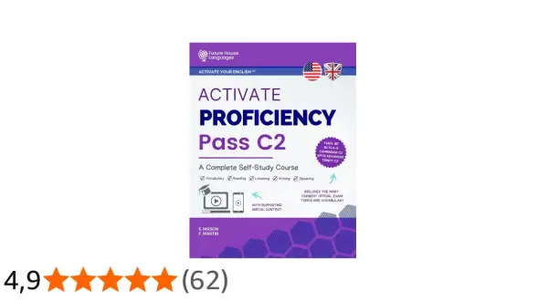 Libro "Activate Proficiency Pass C2" para dominar el inglés C2, con vocabulario, lectura, escucha, escritura y expresión oral. Incluye contenido digital.