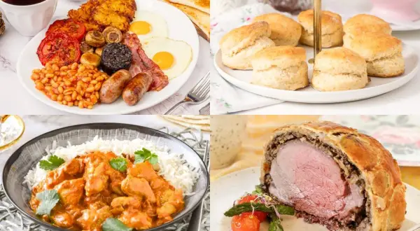 Un desayuno inglés completo, bollos, curry y un Wellington. Así es que cenan los ingleses.