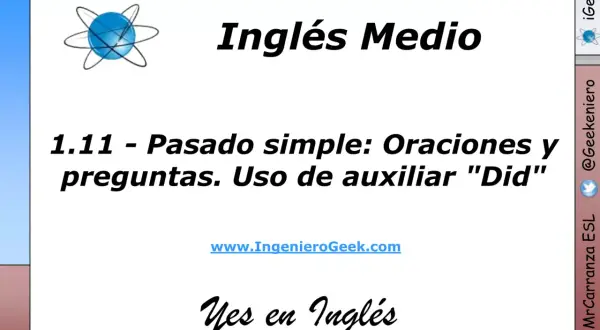 Lección sobre el pasado simple en inglés: oraciones y preguntas. Aprende a usar el auxiliar "Did" para formular preguntas en pasado simple.