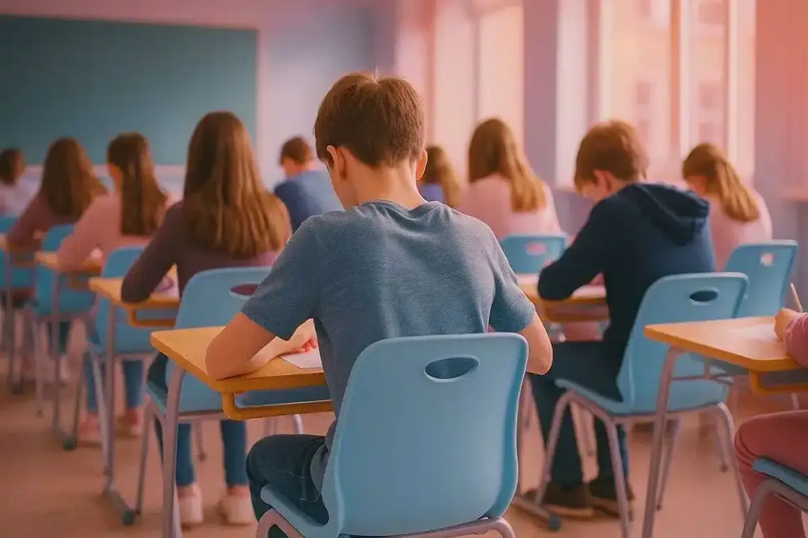 Estudiantes concentrados en un aula, preparándose para sus intensivos inglés B2.