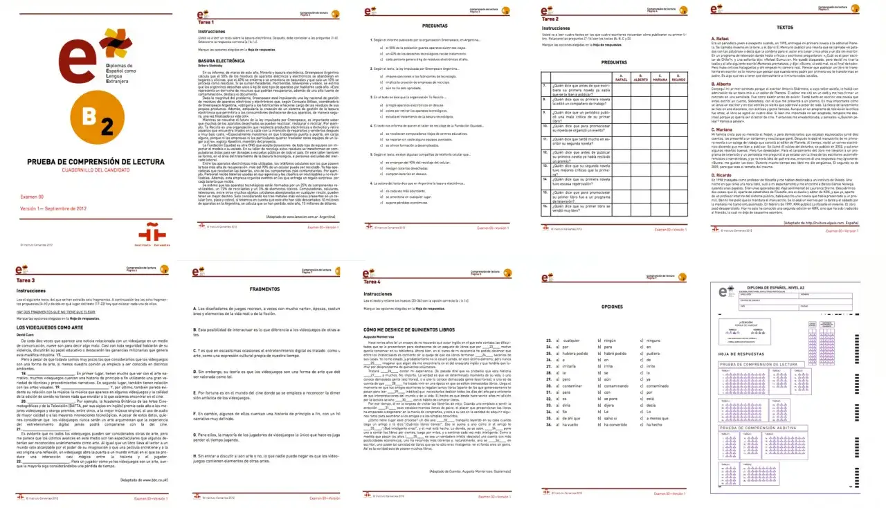 Examen de español B2, prueba de comprensión lectora.